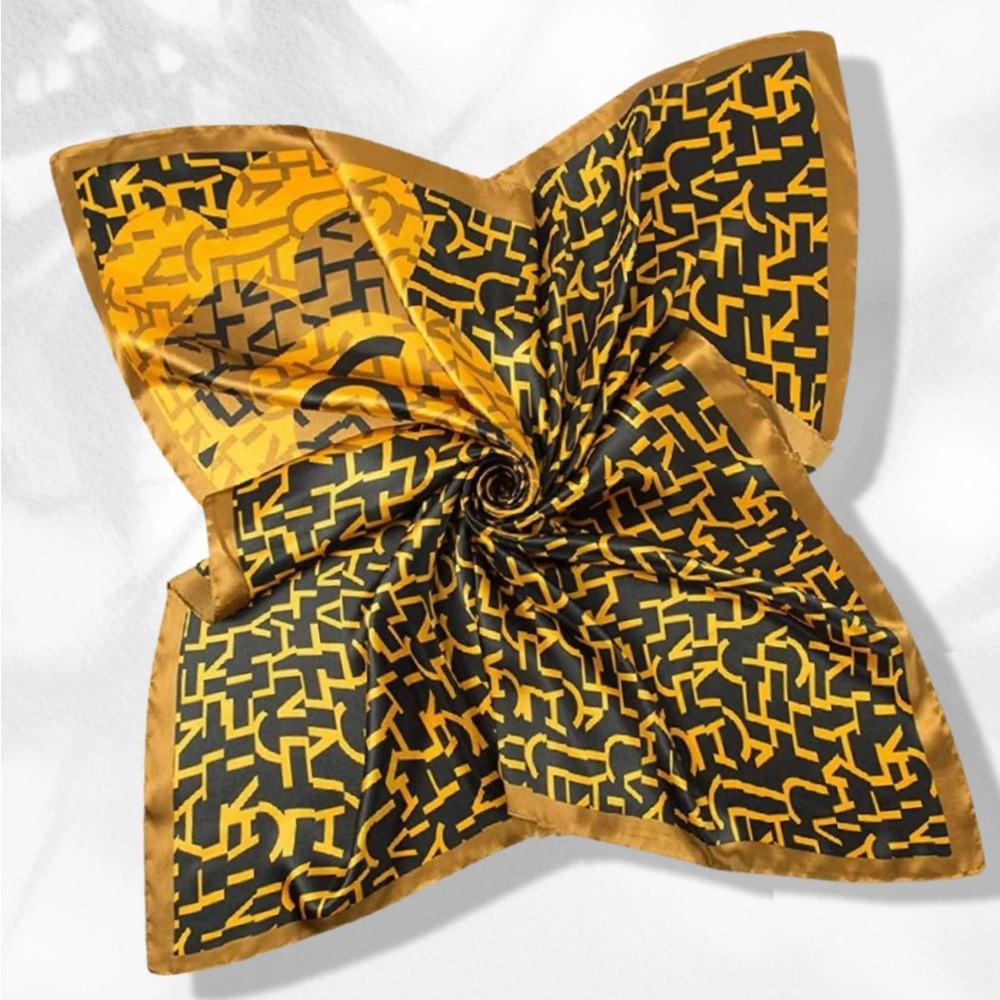 Mustard Geometric Pattern Silky  Scarf